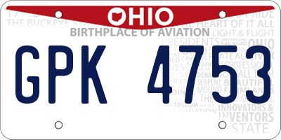 OH license plate GPK4753