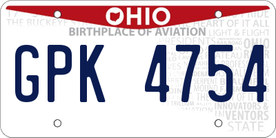 OH license plate GPK4754