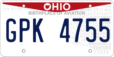 OH license plate GPK4755