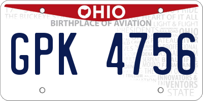 OH license plate GPK4756