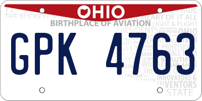 OH license plate GPK4763