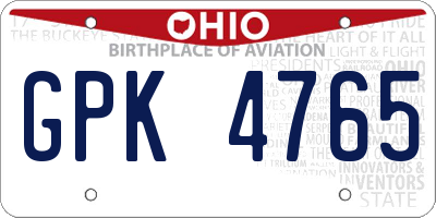 OH license plate GPK4765