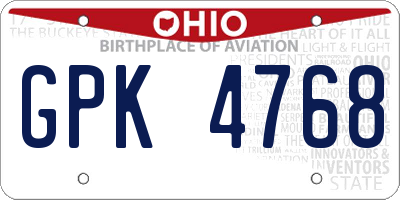 OH license plate GPK4768