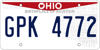OH license plate GPK4772