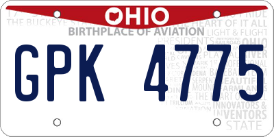 OH license plate GPK4775