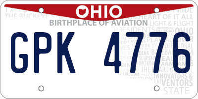 OH license plate GPK4776