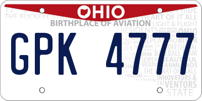 OH license plate GPK4777