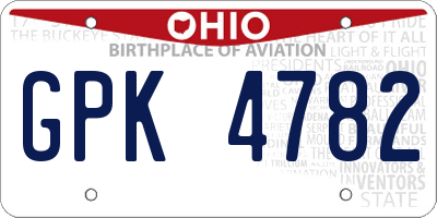 OH license plate GPK4782
