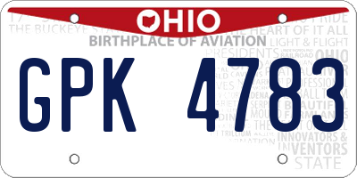 OH license plate GPK4783