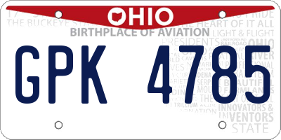 OH license plate GPK4785