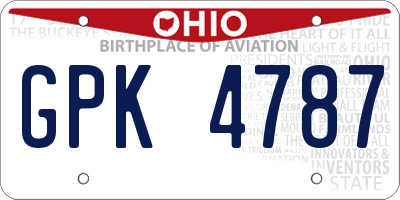OH license plate GPK4787
