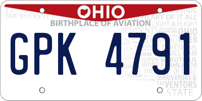 OH license plate GPK4791