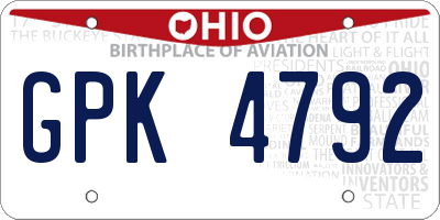 OH license plate GPK4792