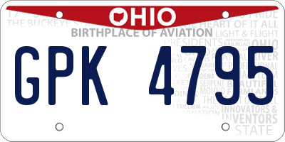 OH license plate GPK4795