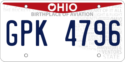 OH license plate GPK4796