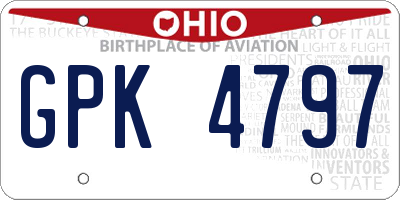 OH license plate GPK4797