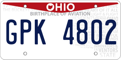 OH license plate GPK4802