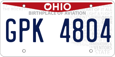 OH license plate GPK4804
