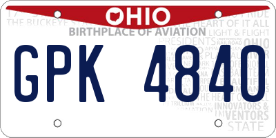 OH license plate GPK4840