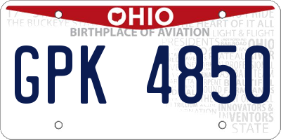 OH license plate GPK4850