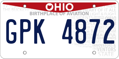 OH license plate GPK4872
