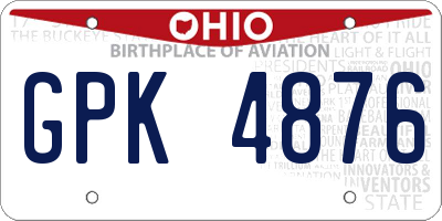 OH license plate GPK4876