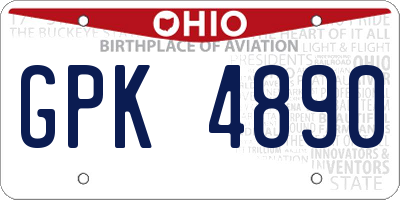 OH license plate GPK4890