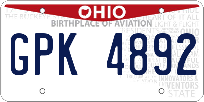 OH license plate GPK4892