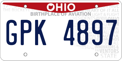 OH license plate GPK4897