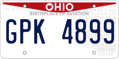 OH license plate GPK4899