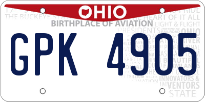 OH license plate GPK4905