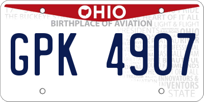 OH license plate GPK4907