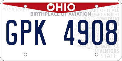 OH license plate GPK4908
