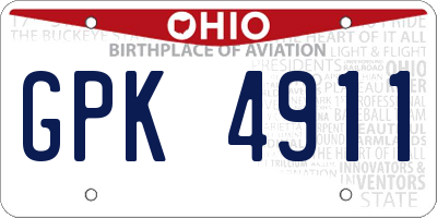 OH license plate GPK4911