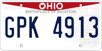 OH license plate GPK4913