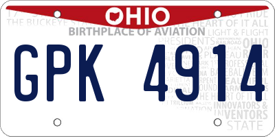 OH license plate GPK4914