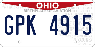 OH license plate GPK4915