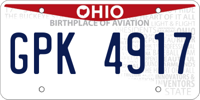 OH license plate GPK4917