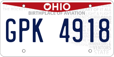 OH license plate GPK4918
