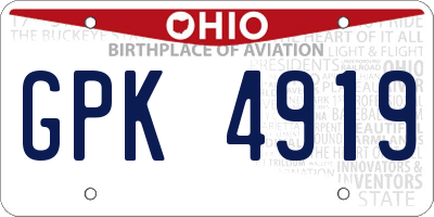 OH license plate GPK4919