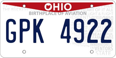 OH license plate GPK4922