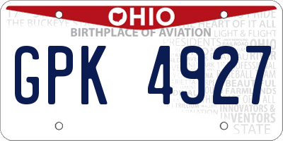 OH license plate GPK4927