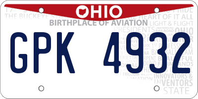 OH license plate GPK4932