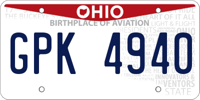 OH license plate GPK4940