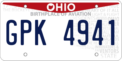 OH license plate GPK4941