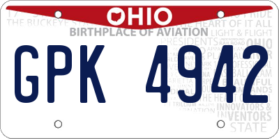 OH license plate GPK4942
