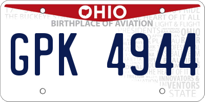 OH license plate GPK4944