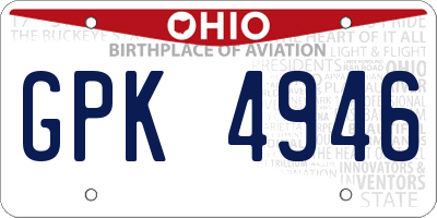 OH license plate GPK4946
