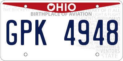 OH license plate GPK4948