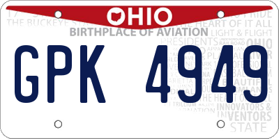 OH license plate GPK4949